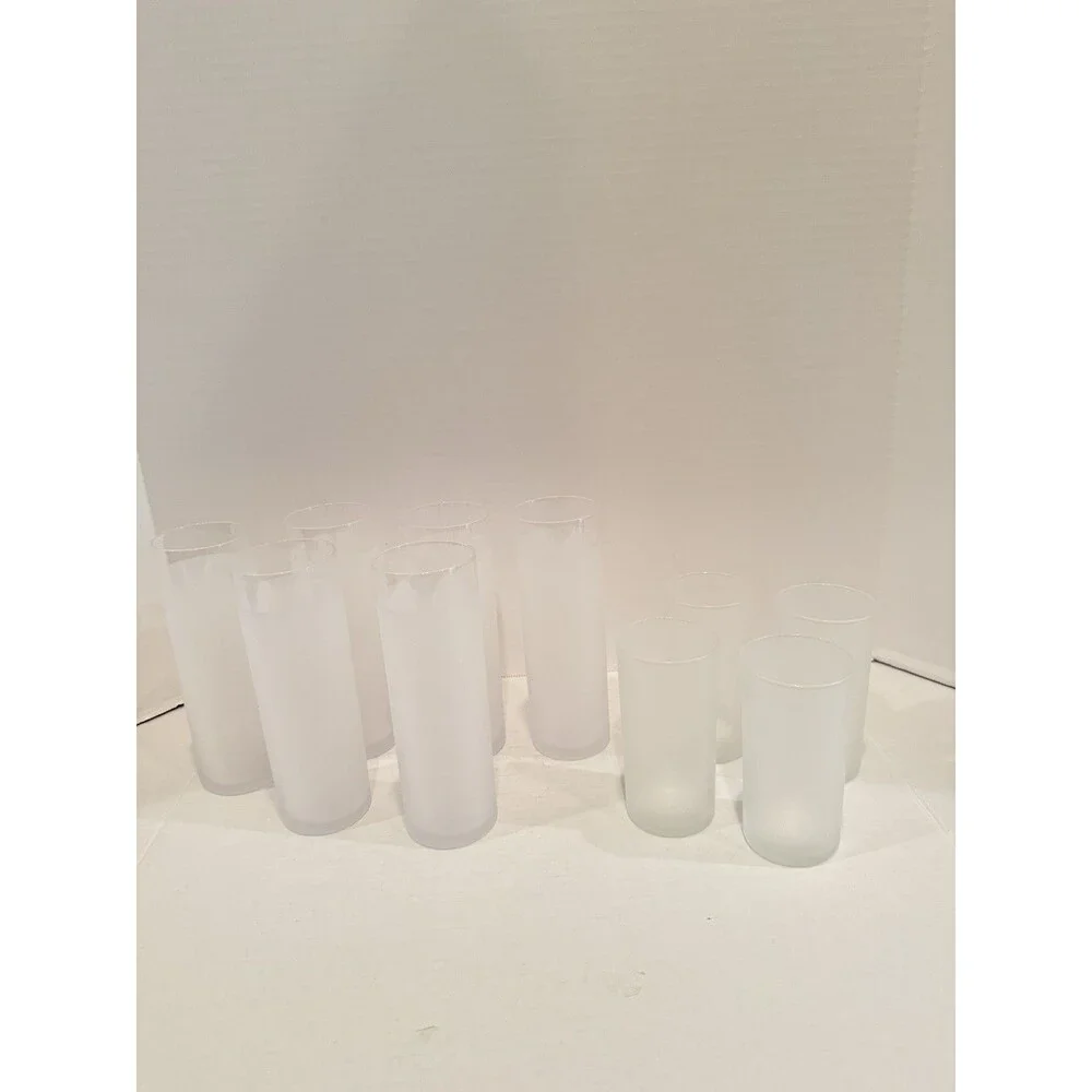 Vintage Libbey Frosted Glasses Set 10 Tom Collins Highball MCM Barware